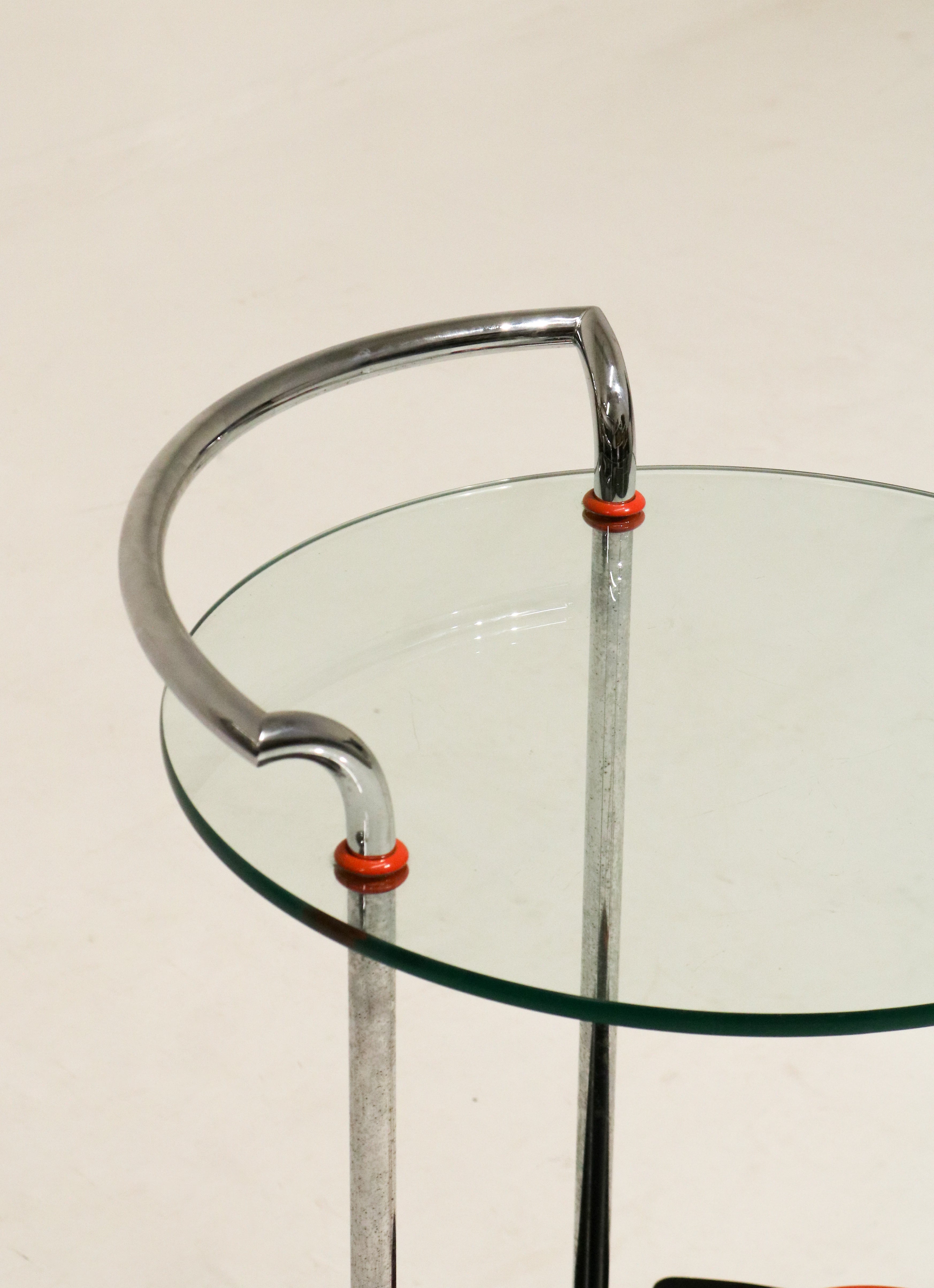Vintage Mcm Italian Metalnova Chrome Glass Bar Cart Trolley
