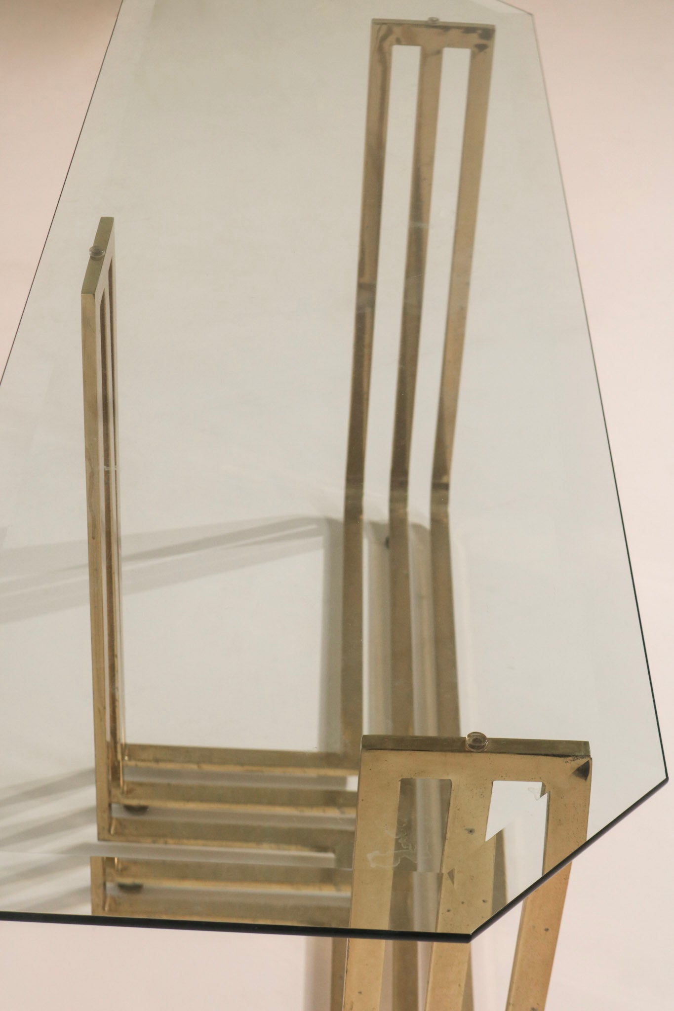 Vintage Glass Steel Console Table