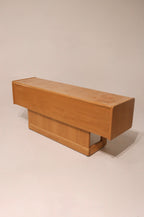 Vintage Circa 1980 Burl And Oak Wood Credenza Sideboard