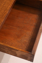 Antique Vintage Oak Vanity Desk Table With Mirror And Stool