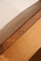 Danish Modern Oak & Wicker Side Table Bed Side Table With 2 Drawers