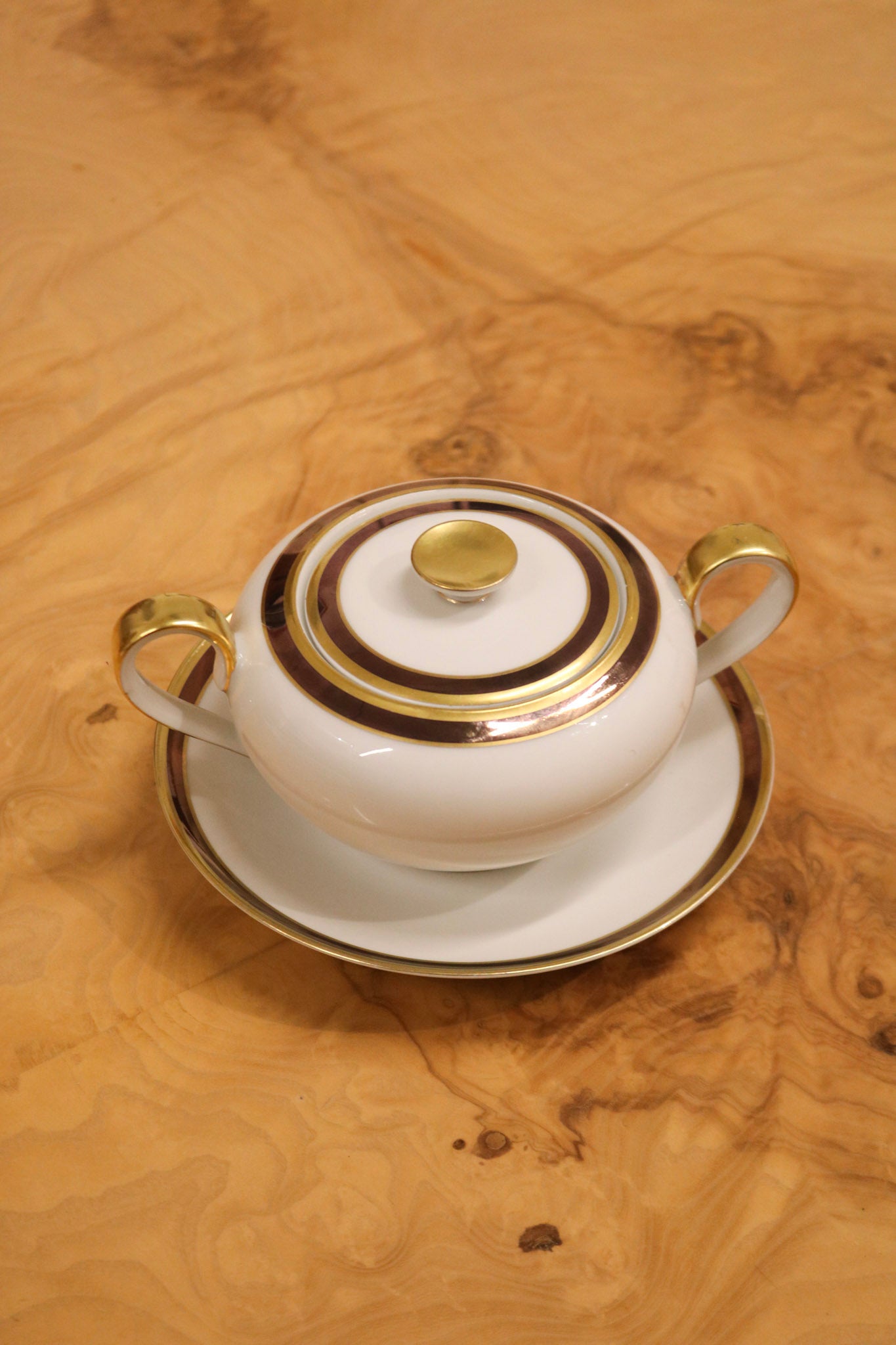 Set Of 4 Porcelain Coffee Tea Cups And Plates Sugar Bowl By Heinrich & Co.