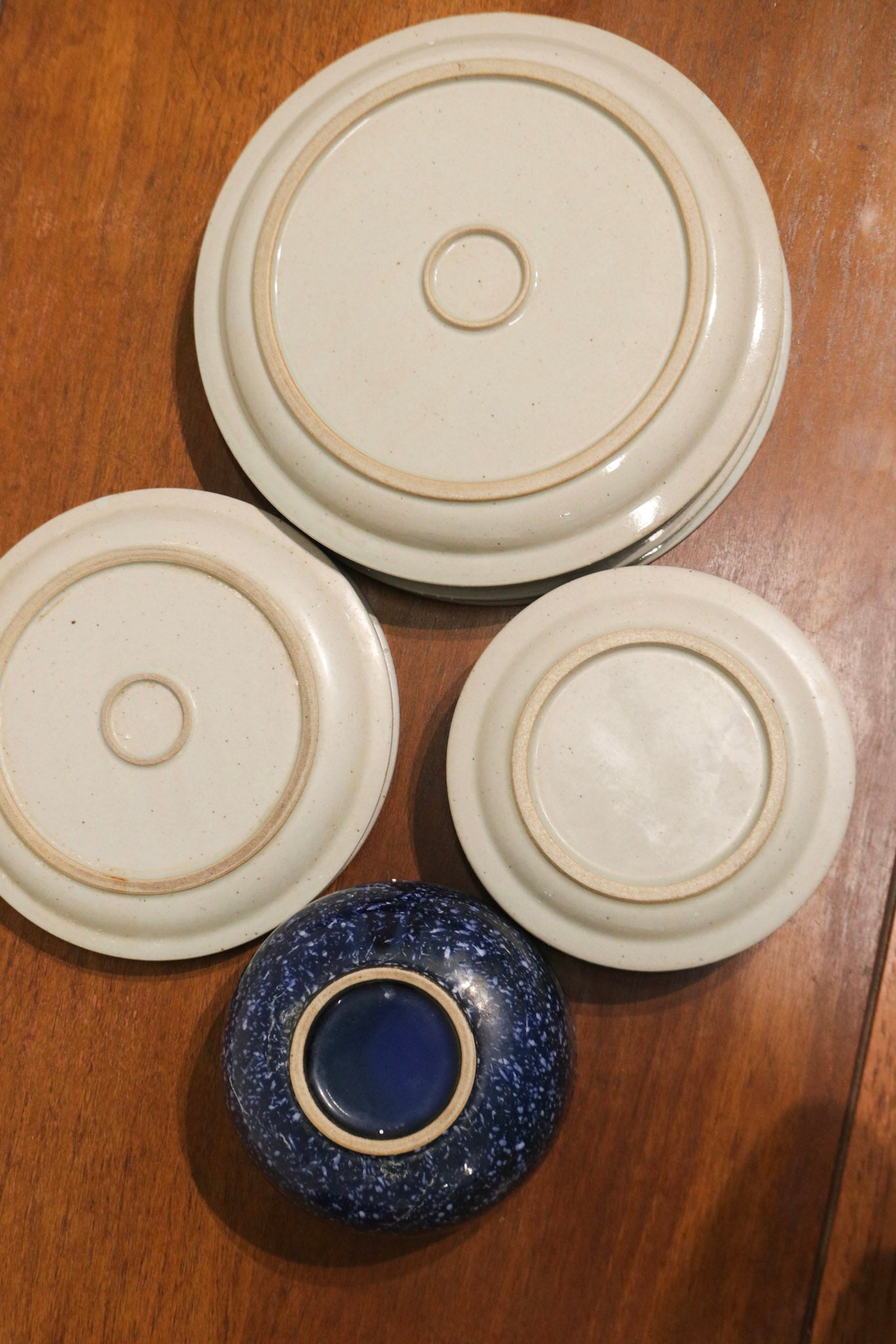 Set Of 14 Vintage Blue Glazed Ceramic Dinner Plates Made In Japan