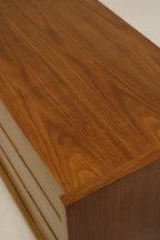 Mid Century Modern Walnut Wood 6 Drawers Lowboy Dresser