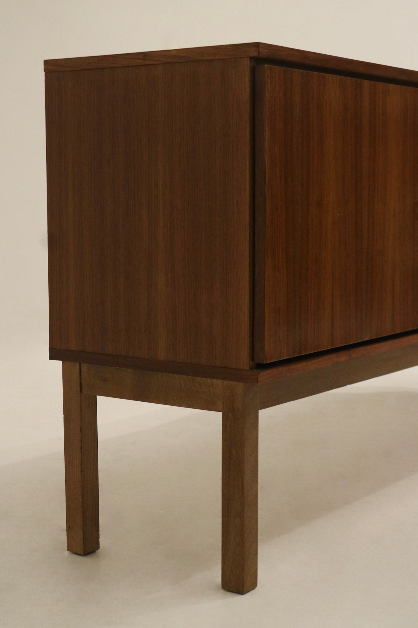 Mid Century Modern Vintage Scandinavian Walnut Wood Sideboard Console Storage