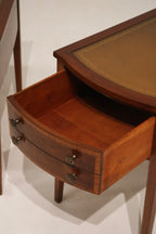 Antique Georgian Mahogany Leather Top Nightstands Side Tables