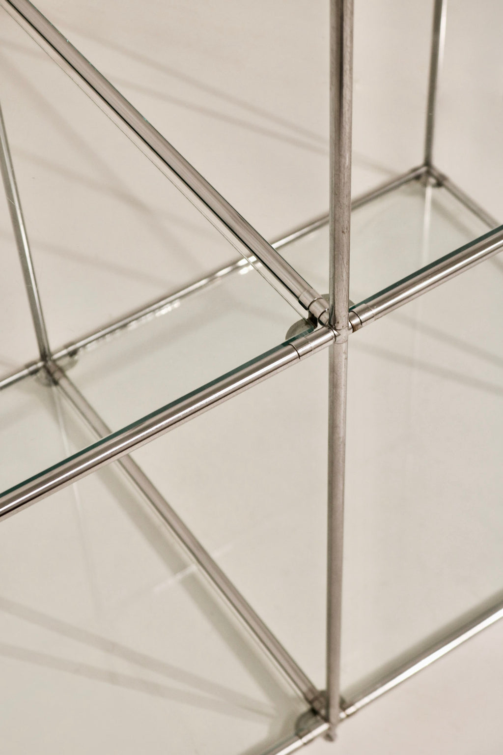 Vintage Circa 1980 Cube Glass Steel Bookcase