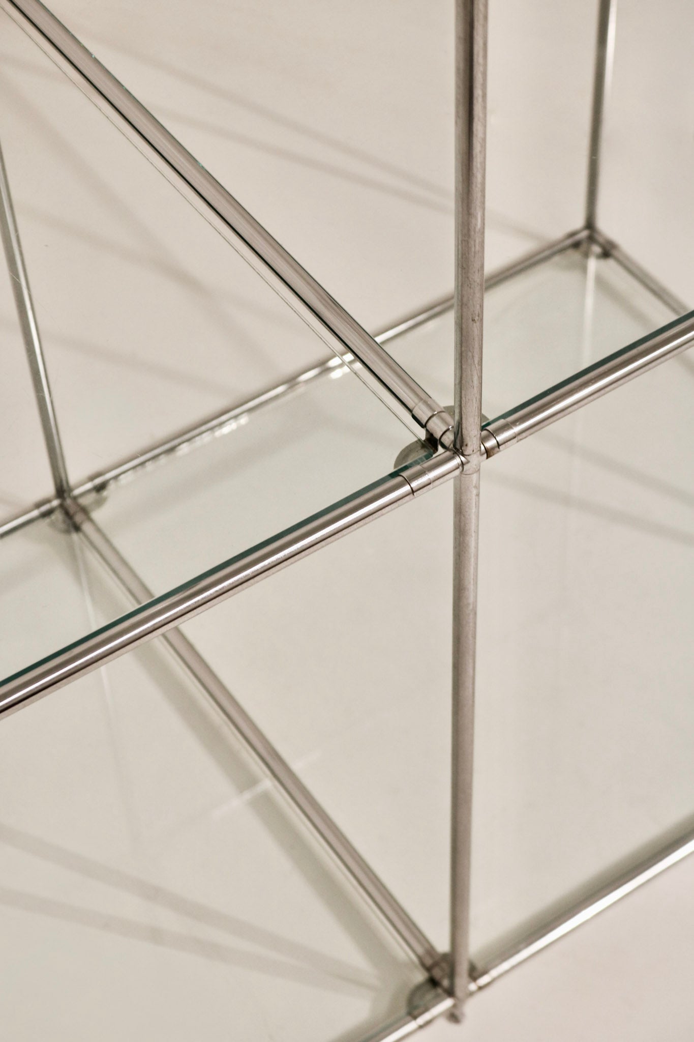 Vintage Circa 1980 Cube Glass Steel Bookcase