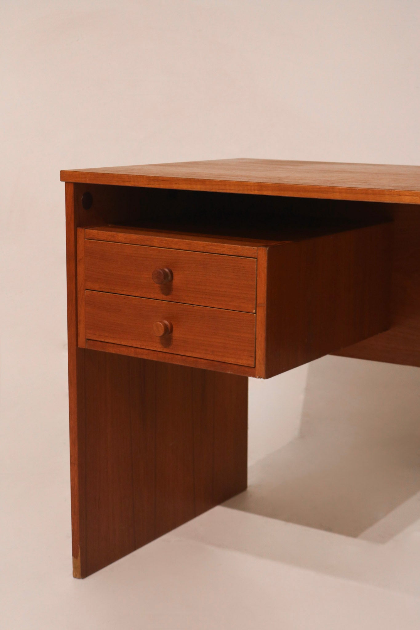 Vintage Danish Modern Teak Wood Desk Table With Drawers