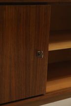 Mid Century Modern Vintage Scandinavian Walnut Wood Sideboard Console Storage