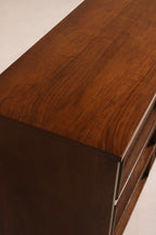 Mid Century Modern Walnut Wood Vintage 9 Drawers Dresser By Bassett