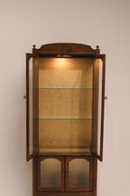 Vintage Antique Wood Glass Bookcase Display With Light