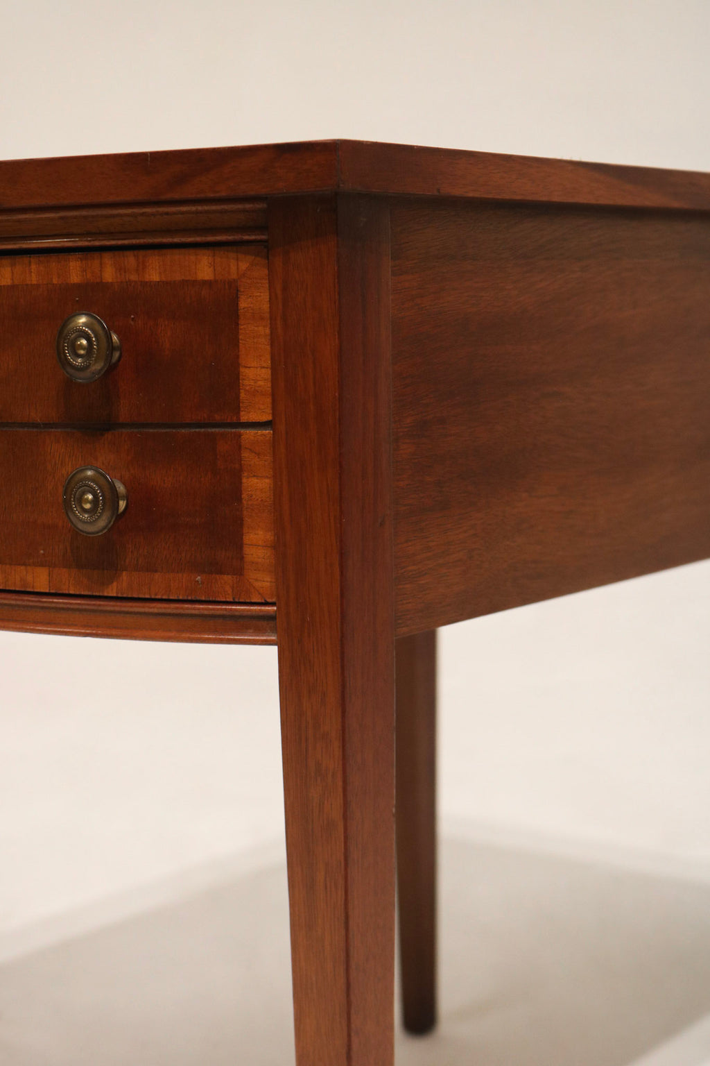 Antique Georgian Mahogany Leather Top Nightstands Side Tables