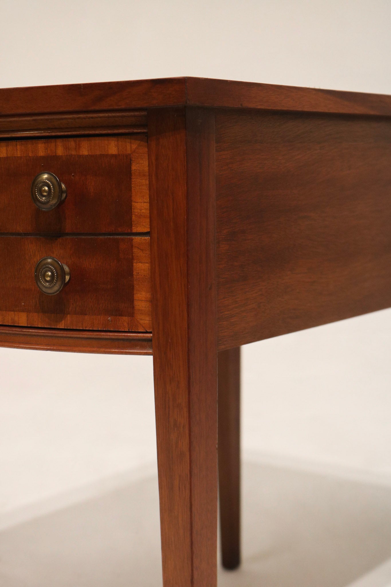Antique Georgian Mahogany Leather Top Nightstands Side Tables