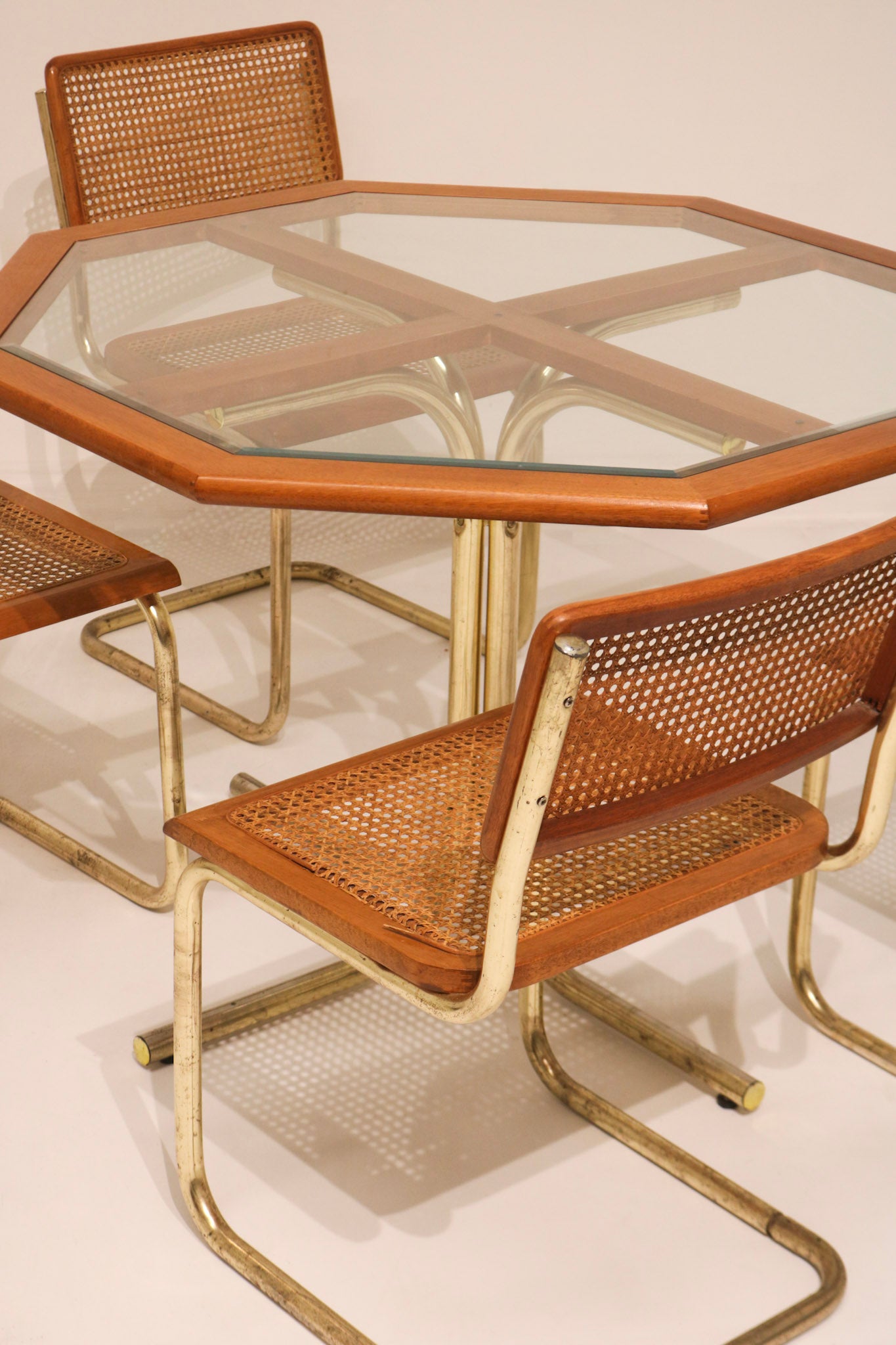 Vintage Cesca Cane Chairs - Set of 4, Gold-Tone Frames