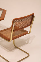 Vintage Cesca Cane Chairs - Set of 4, Gold-Tone Frames