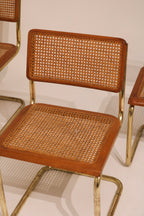 Vintage Cesca Cane Chairs - Set of 4, Gold-Tone Frames