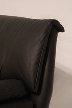 Danish Teak Frame Wood Reupholster Leather Sofa Loveseat