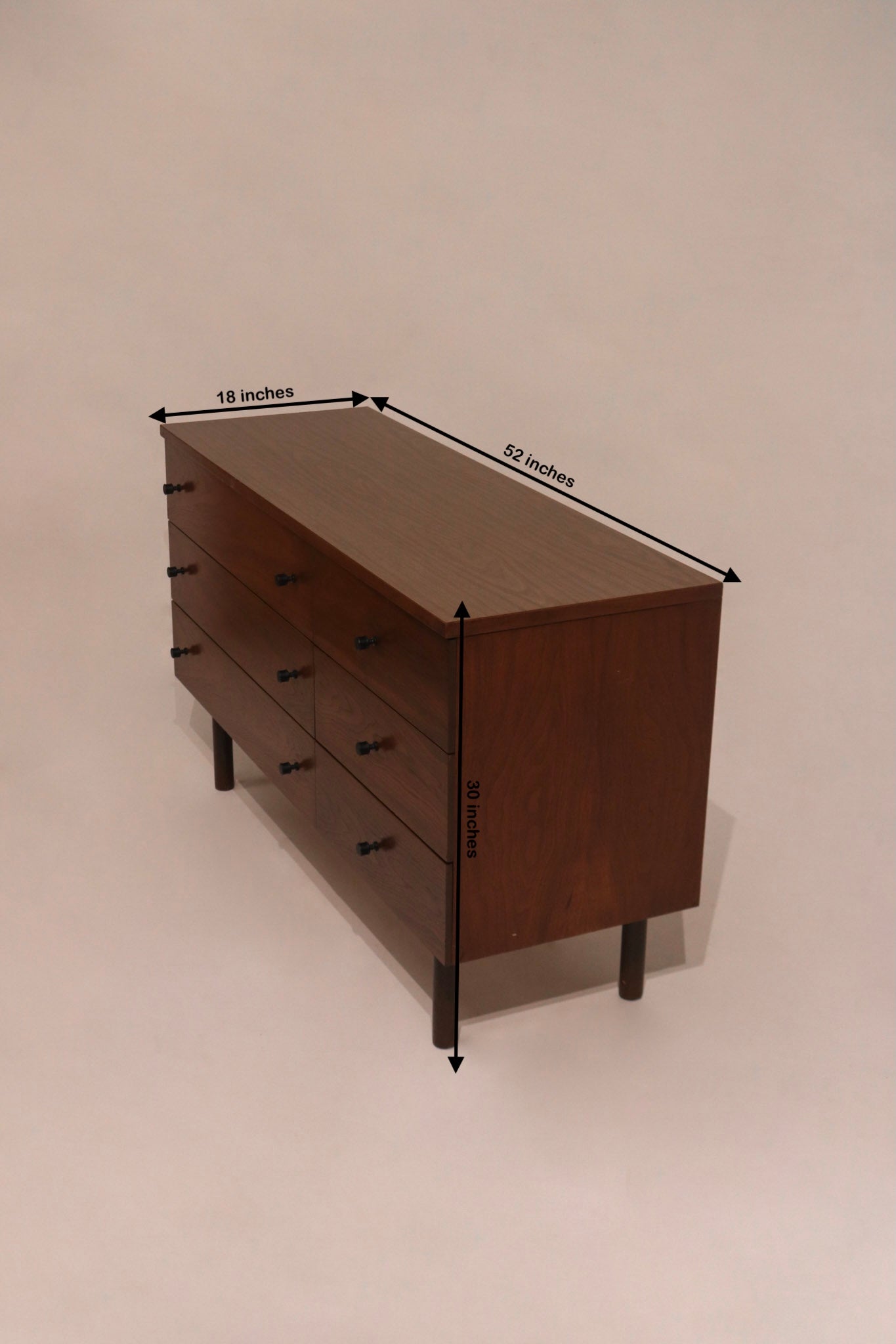Mid Century Modern Walnut Wood 6 Drawers Dresser By Stanley