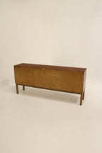 Mid Century Modern Vintage Scandinavian Walnut Wood Sideboard Console Storage