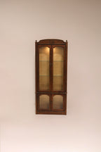 Vintage Antique Wood Glass Bookcase Display With Light