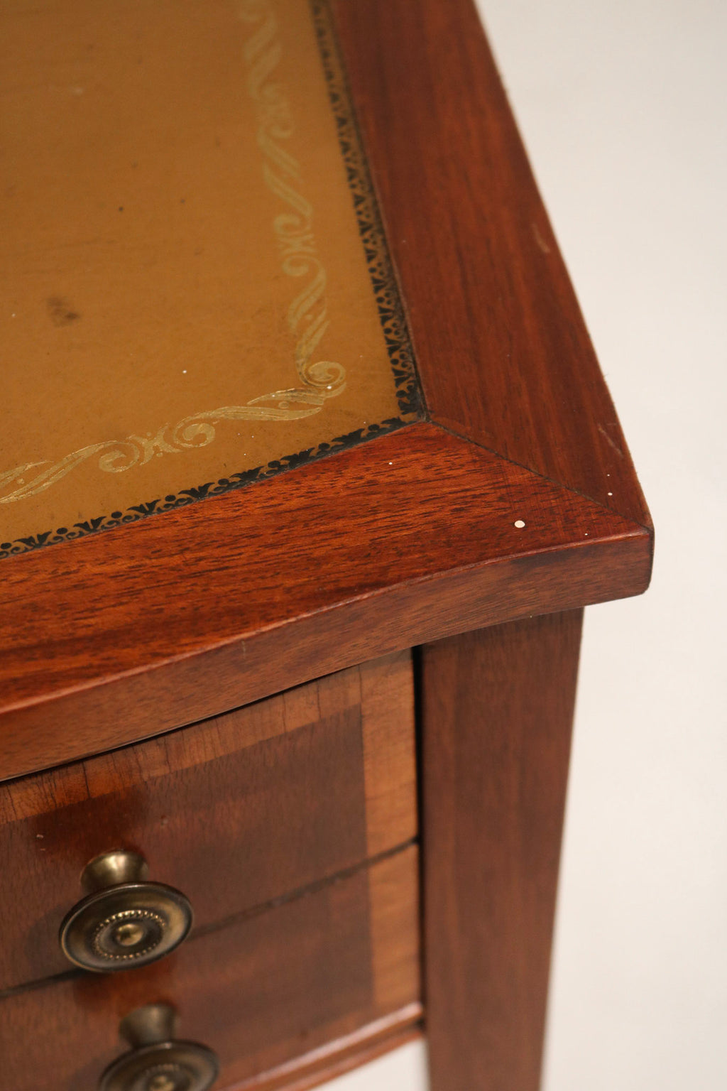 Antique Georgian Mahogany Leather Top Nightstands Side Tables