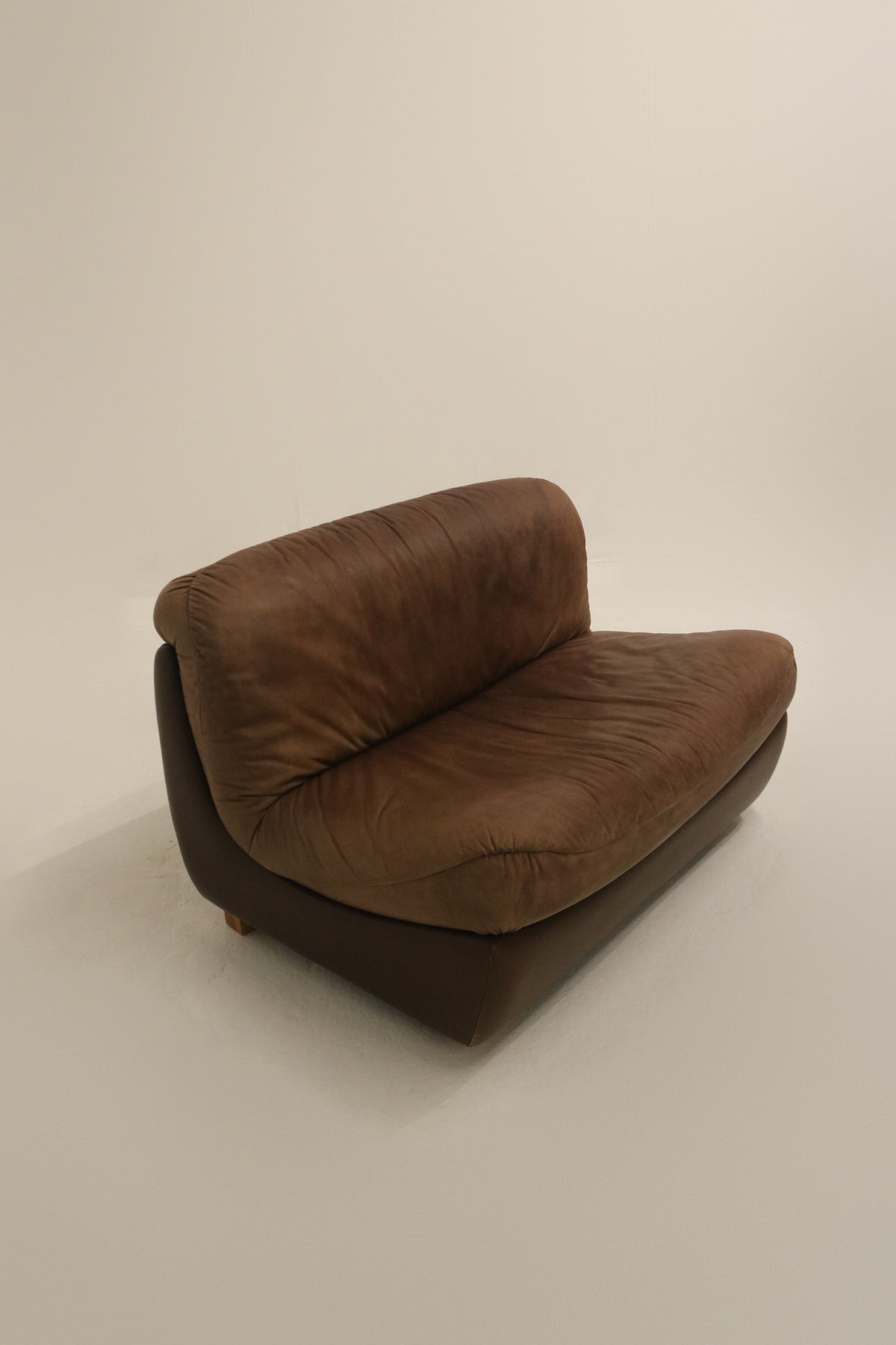 Set Of Vintage 1970s Modular Brown Leather Three-Seater Sofa Couch
