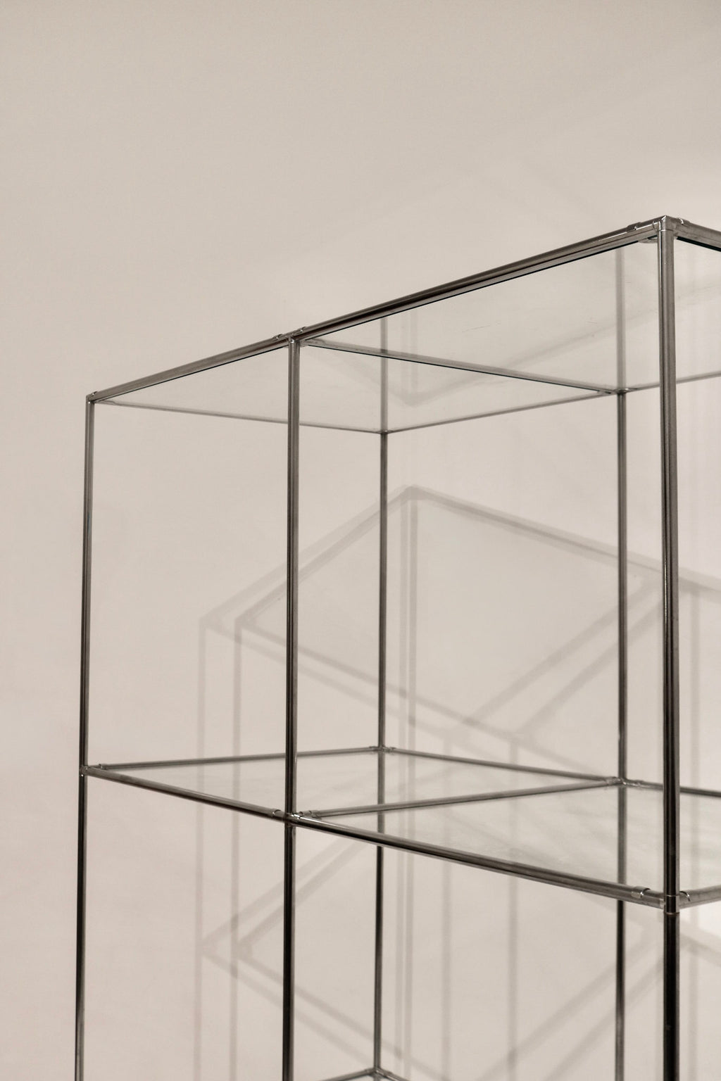 Vintage Circa 1980 Cube Glass Steel Bookcase