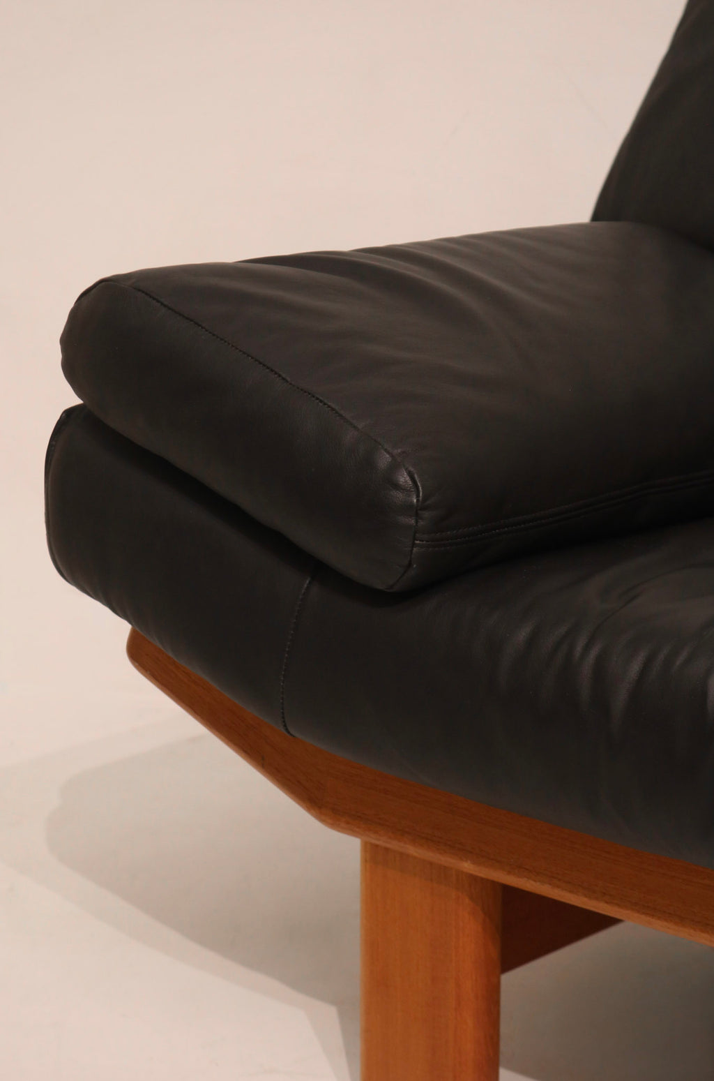 Danish Teak Frame Wood Reupholster Leather Sofa Loveseat