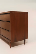 Mid Century Modern Vintage Walnut Wood 6 Drawers Dresser