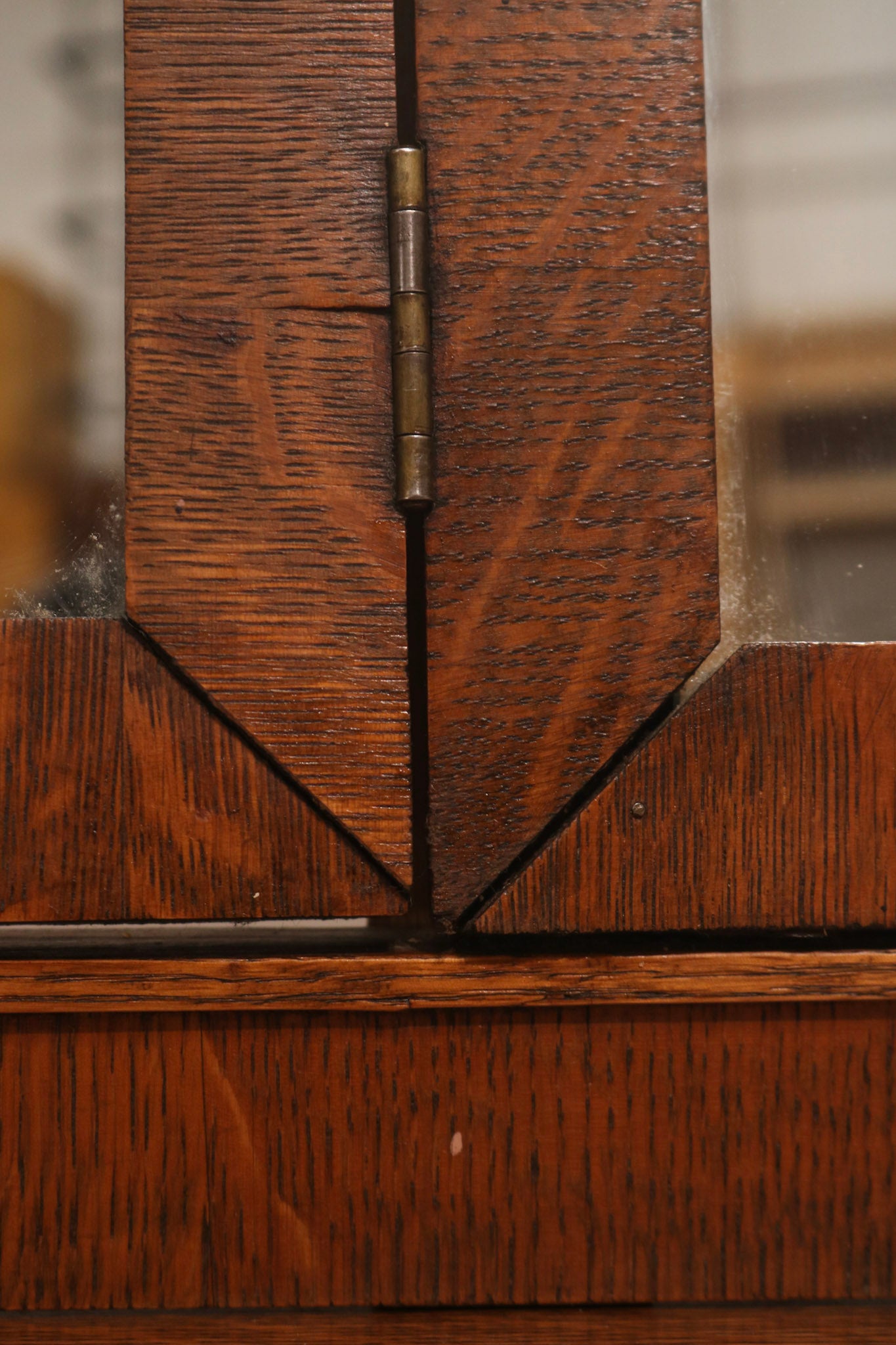 Antique Vintage Oak Vanity Desk Table With Mirror And Stool