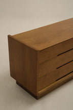 Mid Century Modern Walnut Wood 6 Drawers Lowboy Dresser