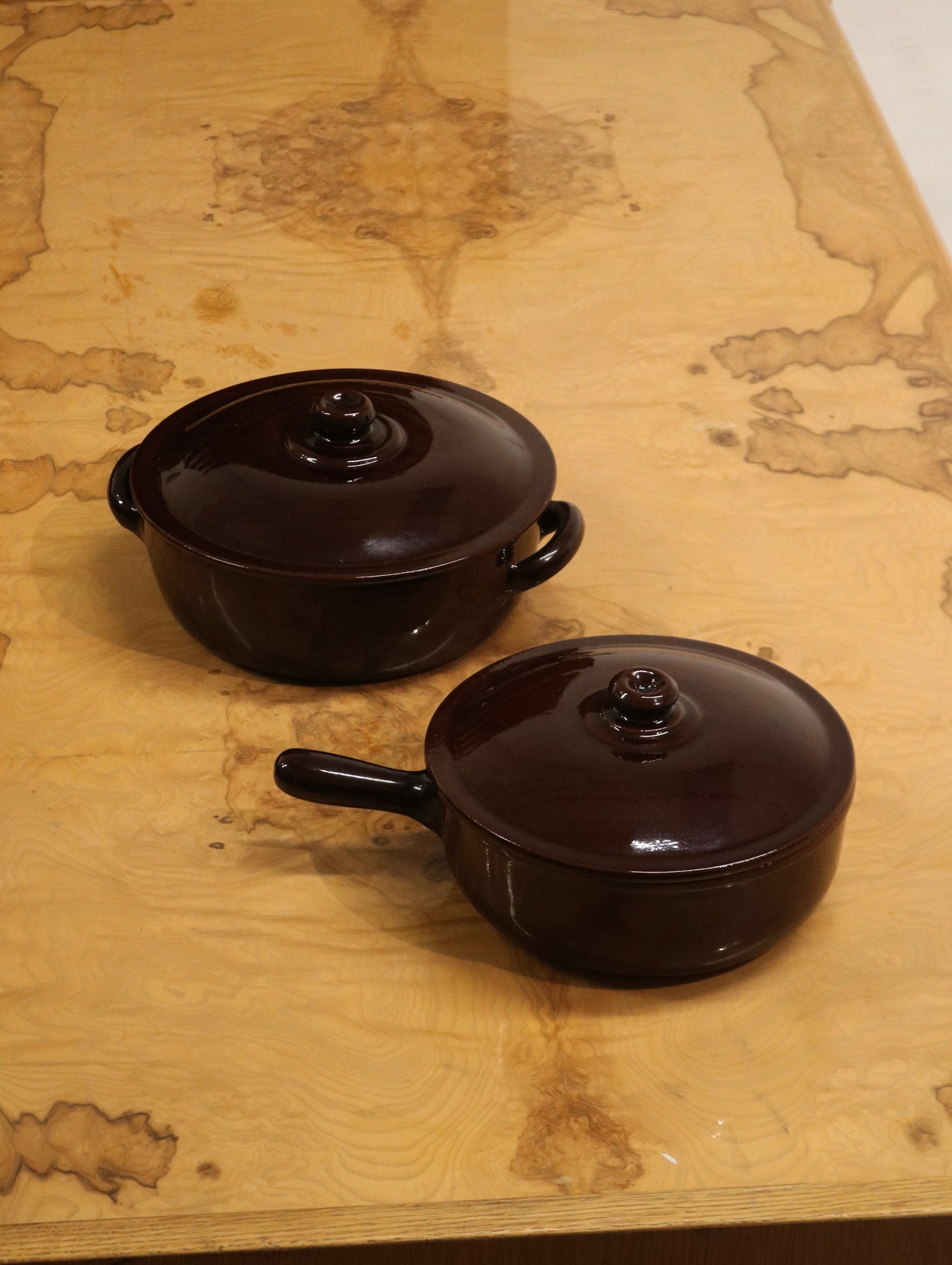 Set Of 2 Italian Vintage Terracotta Pottery Cookware Made By Piral Albisola