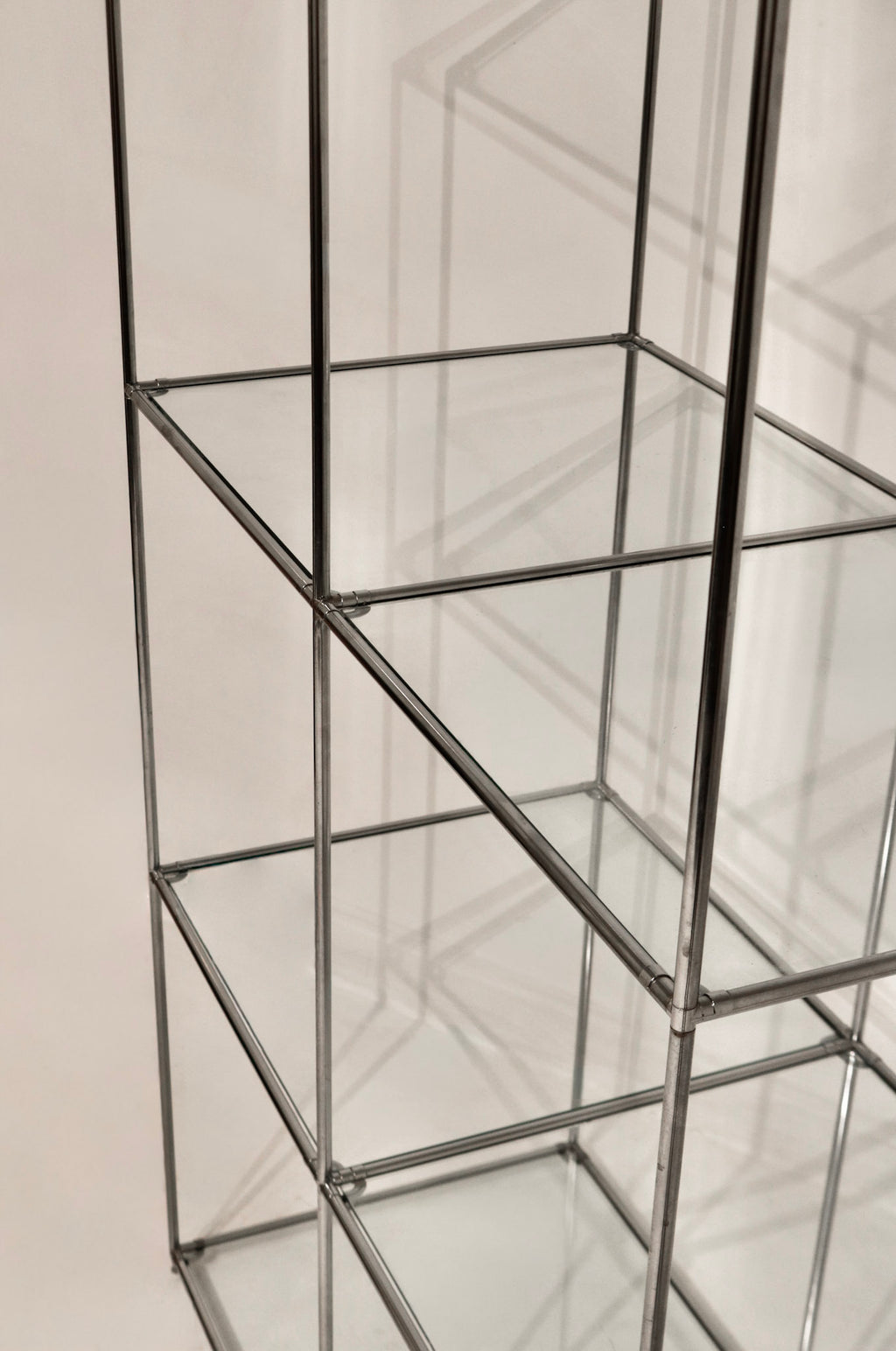 Vintage Circa 1980 Cube Glass Steel Bookcase