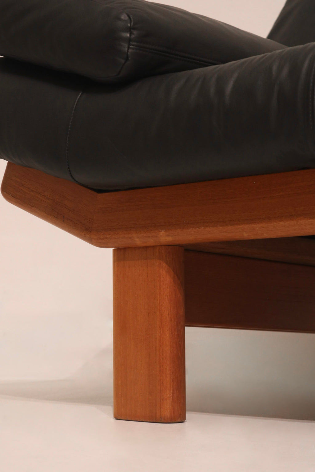 Danish Teak Frame Wood Reupholster Leather Sofa Loveseat