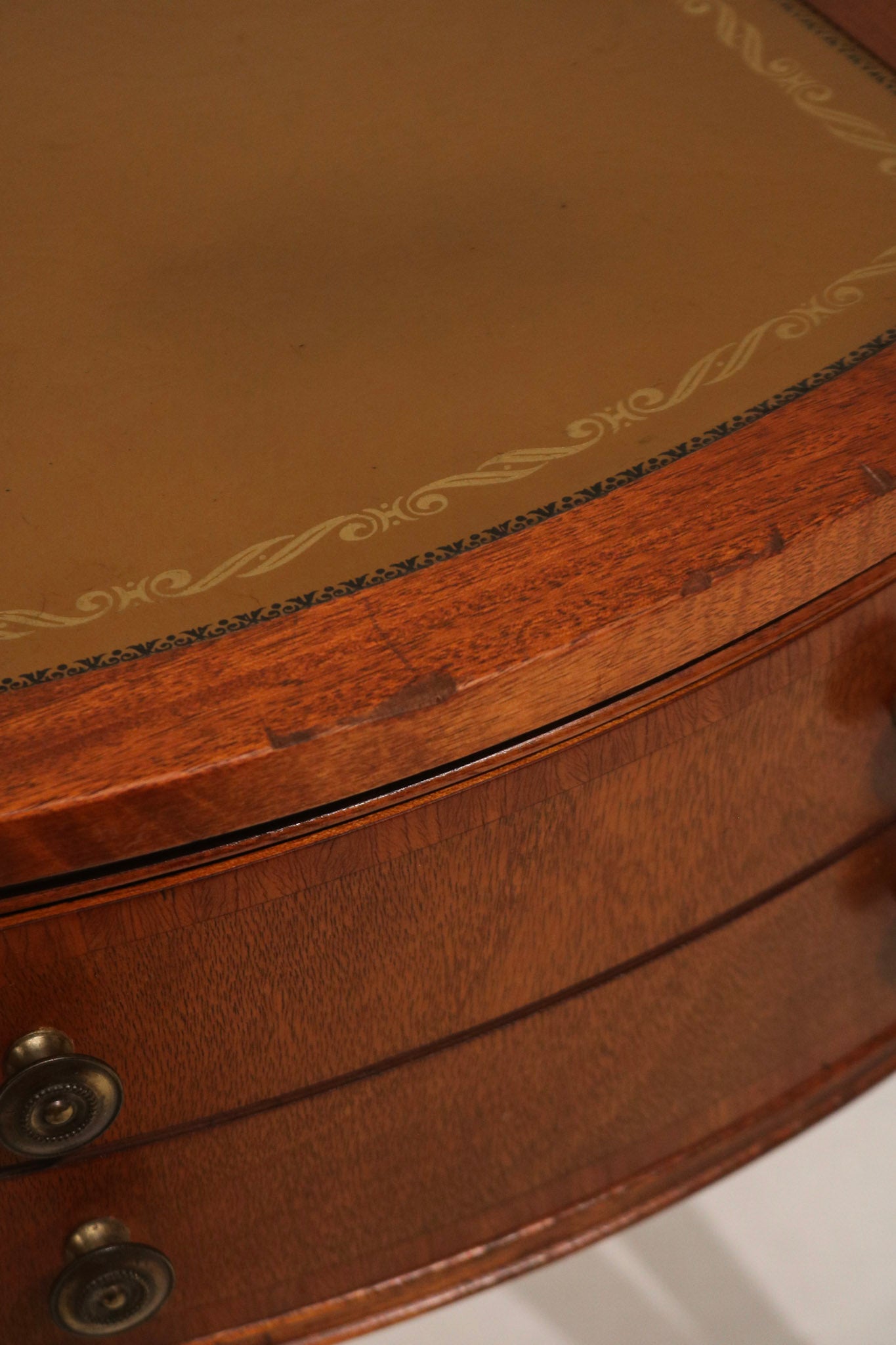 Antique Georgian Mahogany Leather Top Nightstands Side Tables