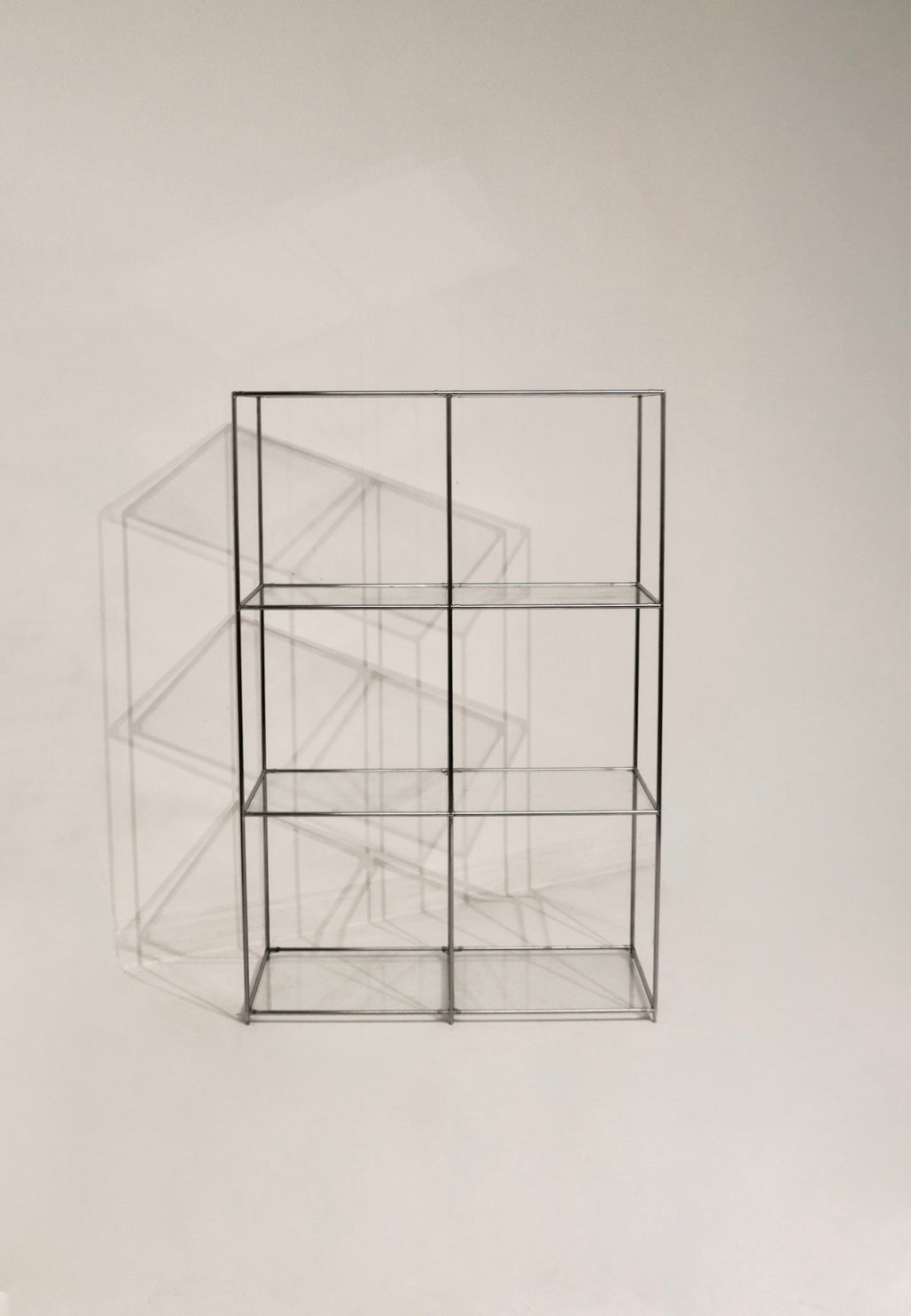 Vintage Circa 1980 Cube Glass Steel Bookcase