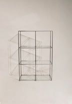Vintage Circa 1980 Cube Glass Steel Bookcase