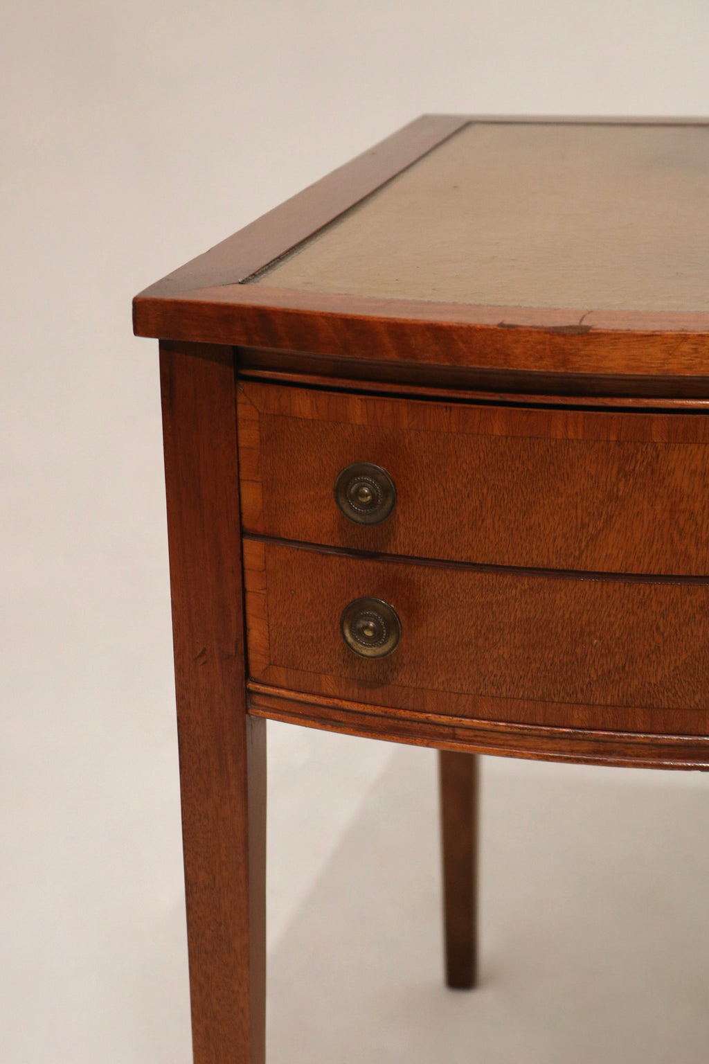 Antique Georgian Mahogany Leather Top Nightstands Side Tables