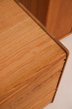 Mid - Century Solid Oak Nightstands - Pair, 1980s