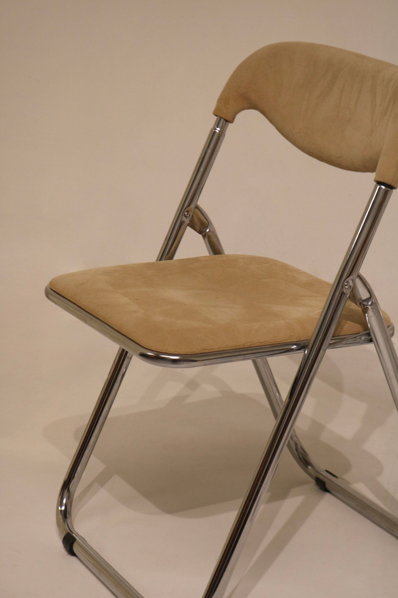 Vintage Italian Mid Century Modern Chrome Folding Chair Set
