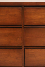 Mid Century Modern Vintage Walnut Wood 6 Drawers Dresser