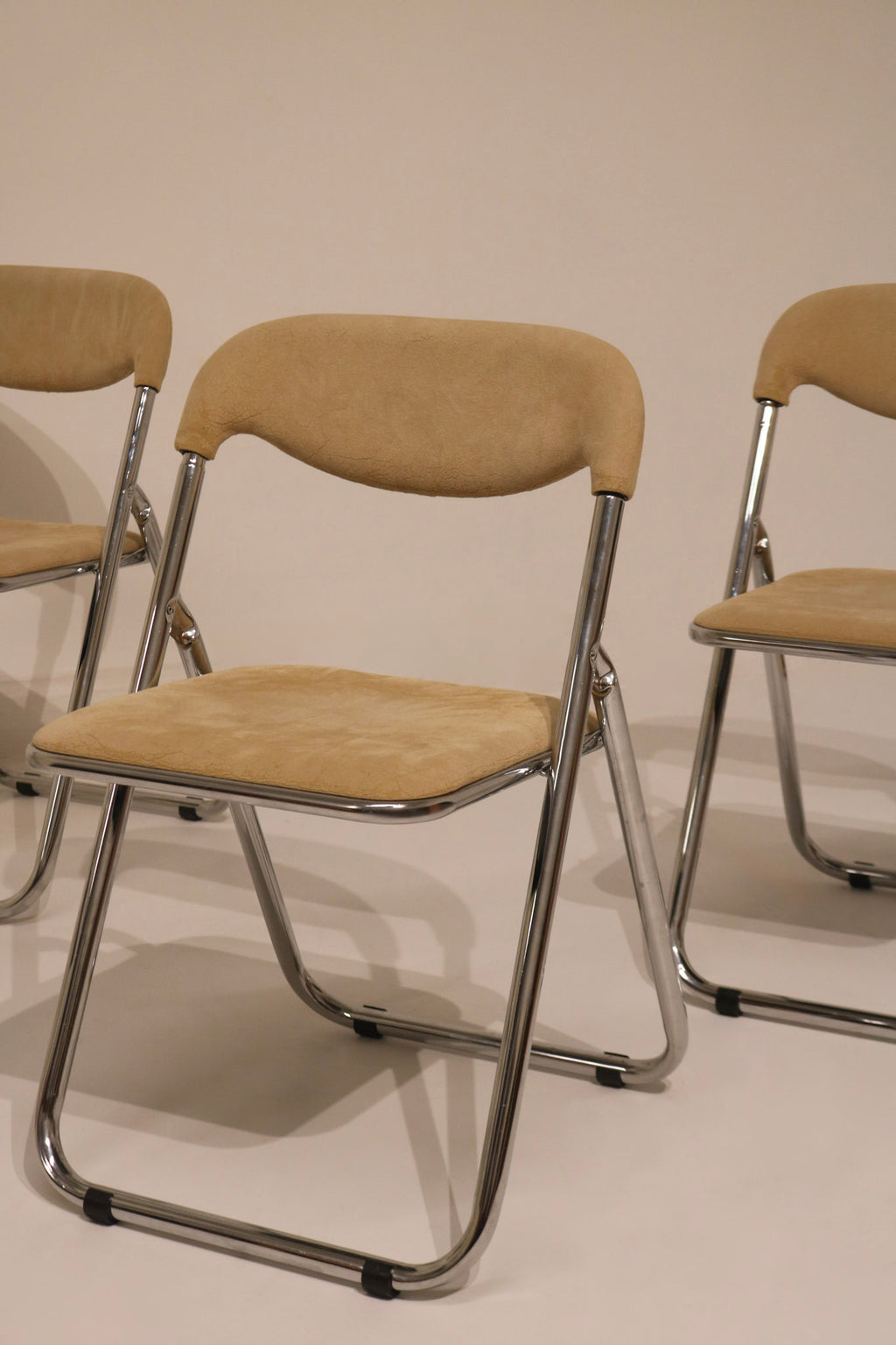 Vintage Italian Mid Century Modern Chrome Folding Chair Set