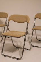 Vintage Italian Mid Century Modern Chrome Folding Chair Set