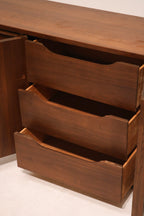 Mid Century Modern Walnut Wood Vintage 9 Drawers Dresser By Bassett