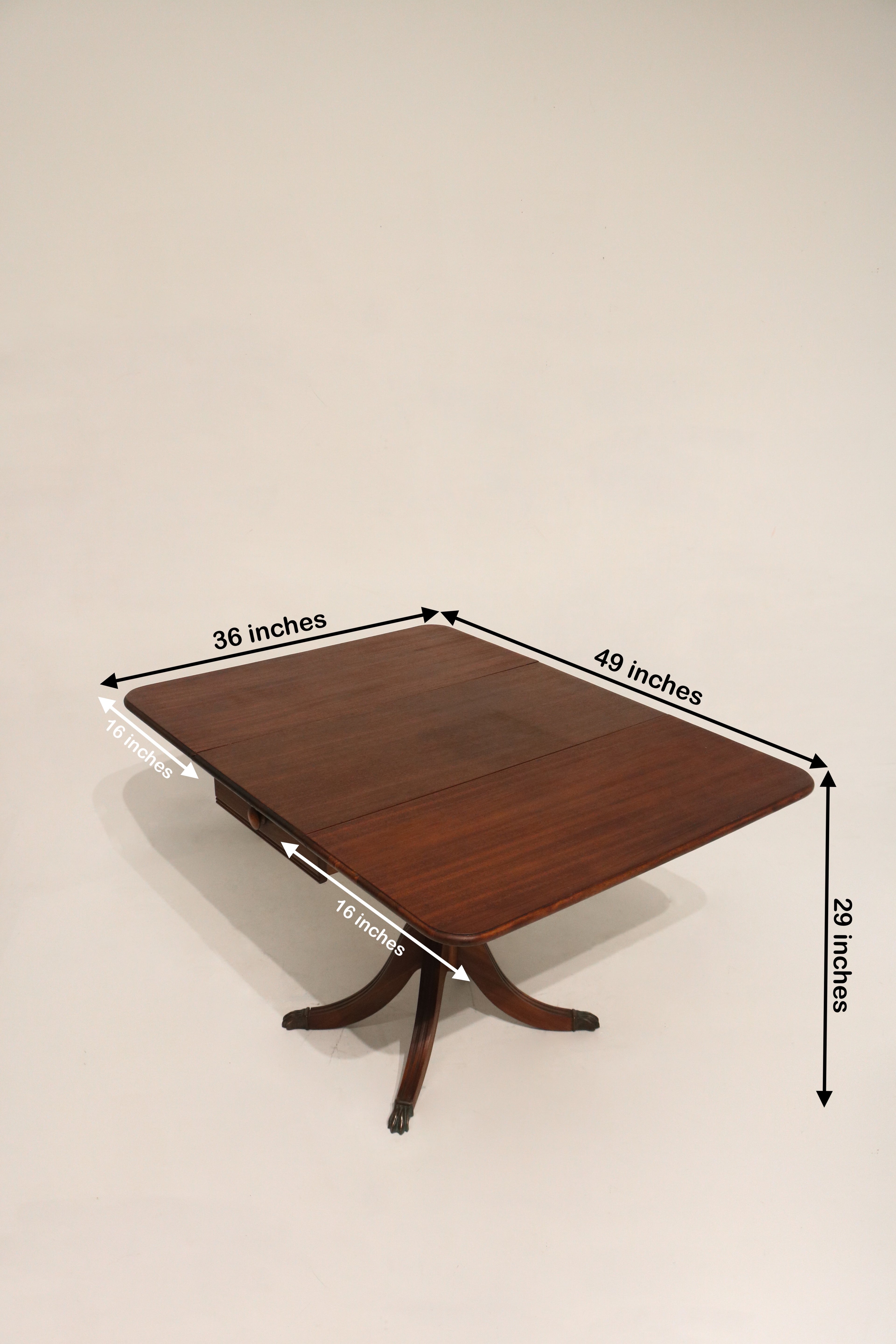 Vintage Solid Wood Drop Leaf Table Desk With Storage