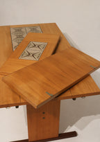 Vintage Danish Teak Wood Tile Top Extandable Dining Table