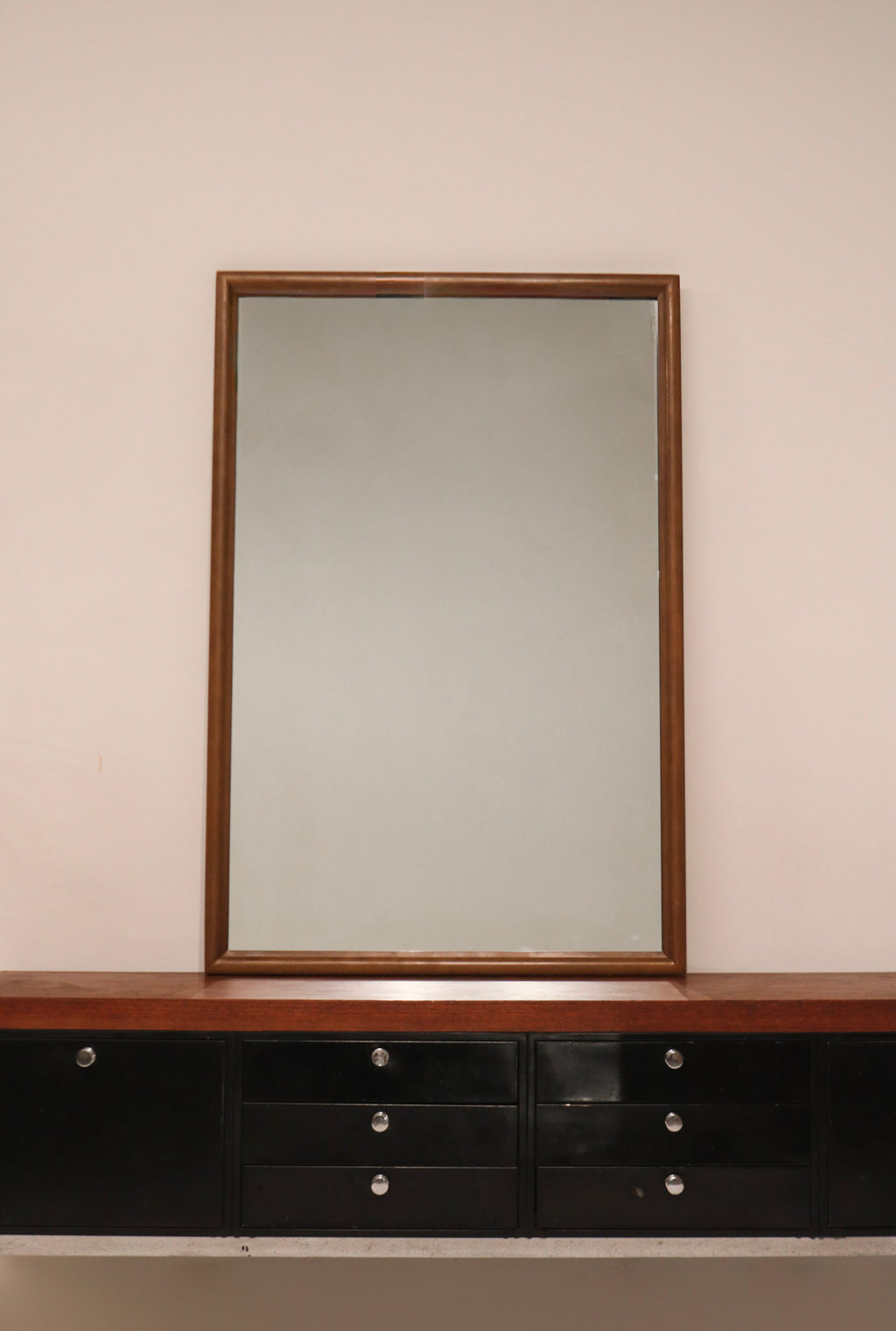 Mcm Vintage Wooden Frame Large Stand Mirror