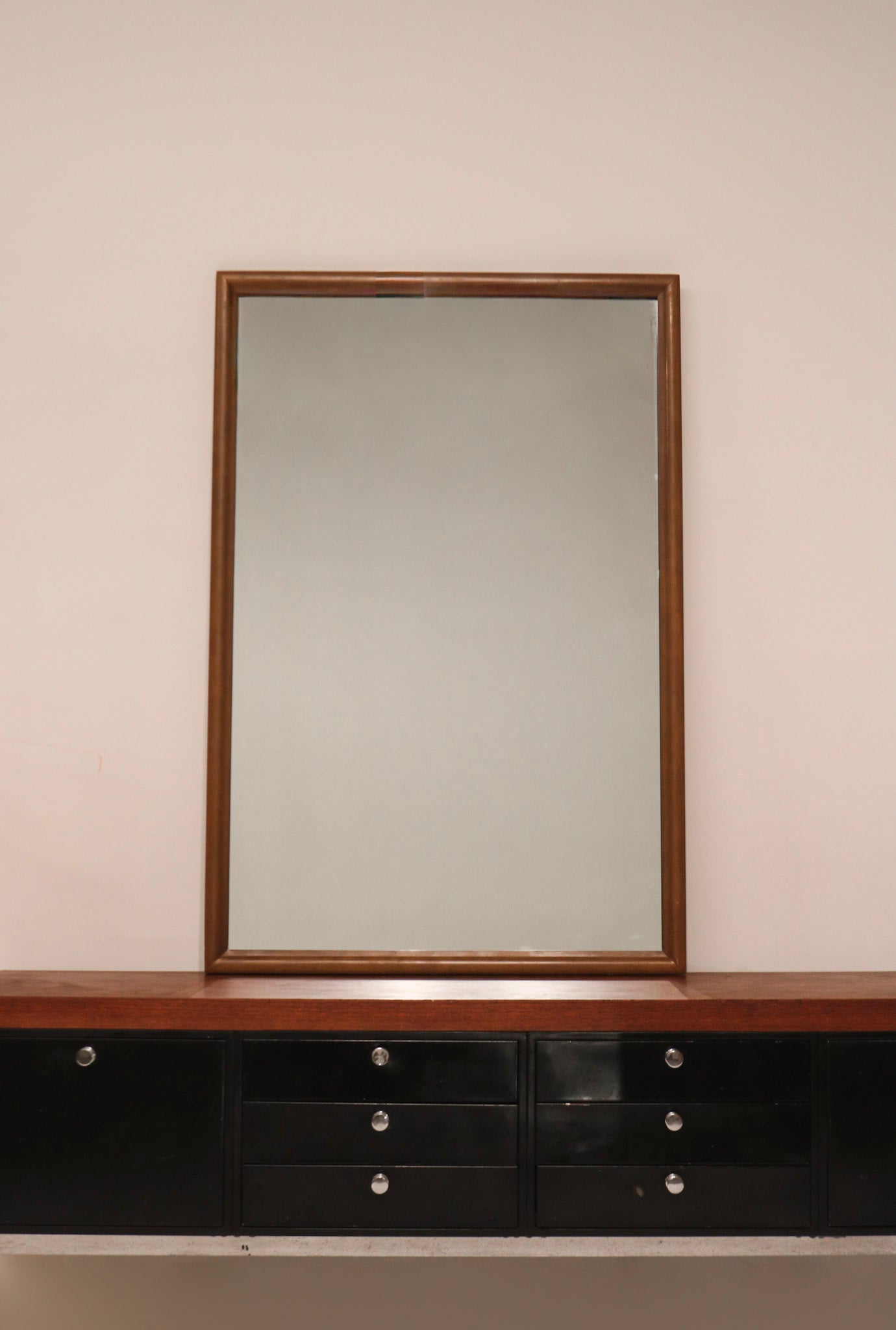 Mcm Vintage Wooden Frame Large Stand Mirror