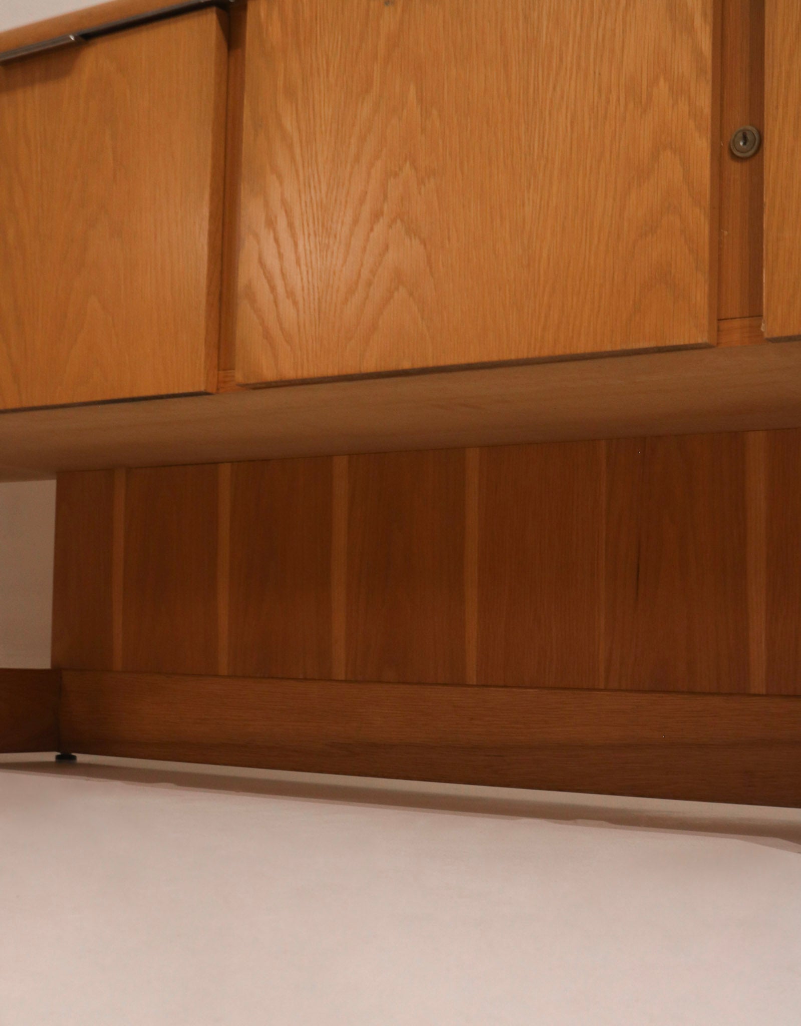 Vintage Circa 1980 Burl And Oak Wood Credenza Sideboard